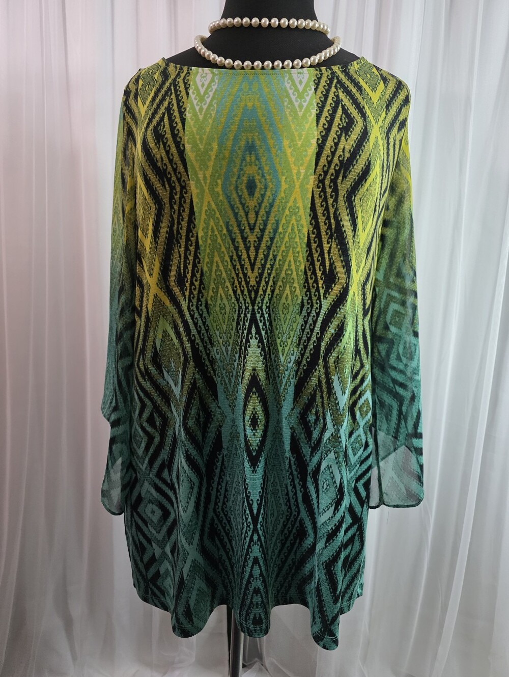 Style & Co. Women's Long Sleeves Pullover Abstract Tunic, Size 1X